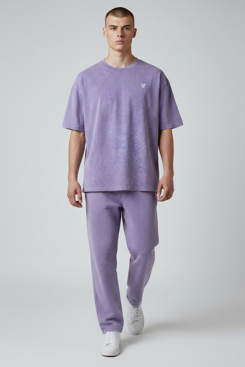 Stryvn Core Oversized Cotton T-Shirt in washed purple with a relaxed fit and subtle logo detail.