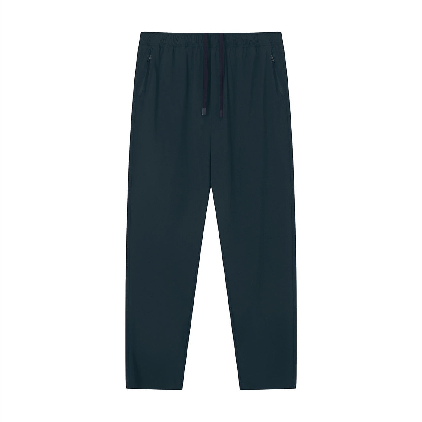 Stryvn dark teal performance track pants with drawstring and zippered pockets